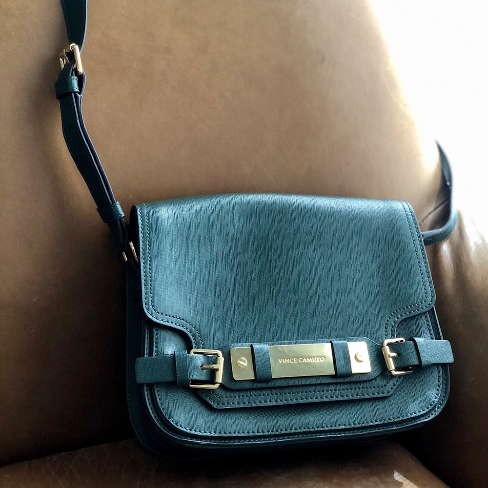 Vince Camuto Olive Green Leather Crossbody Bag